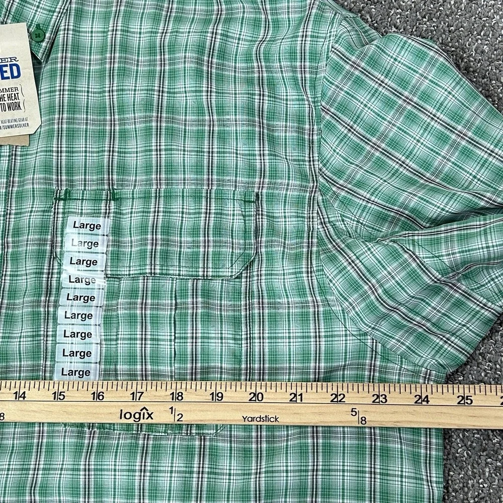 Duluth Trading Armachillo Cooling Shirt Men's Large NWT Green Plaid Long Sleeve - Picture 7 of 9